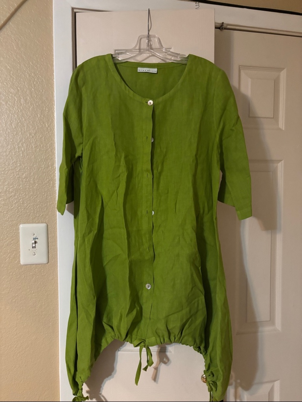 Bryn Walker Green Button-Front Linen Tunic